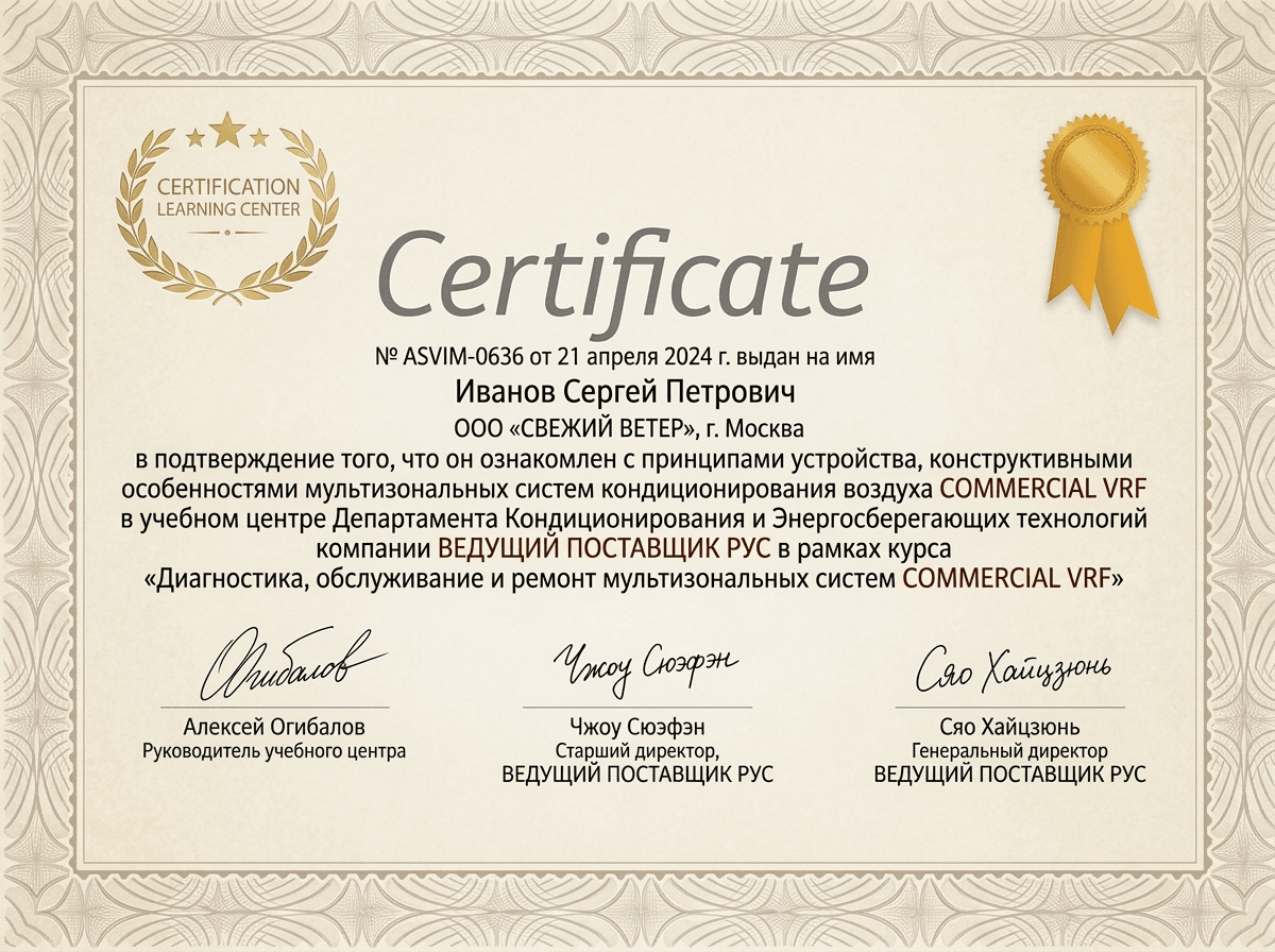Сертификат авторизованного сервисного центра Kuppersbusch